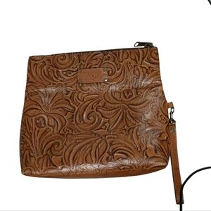 PATRICIA NASH Burnished Tooled Leather Clutch Wristlet Handbag Valerie 71588